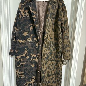 Two tone Leopard Print Women's Coat
